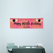 Gepersonaliseerd roze goud Glitter 40th Birthday Spandoek (Beurs)