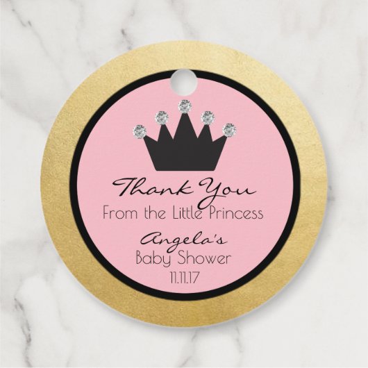 Gepersonaliseerd Roze Goud Prinses Baby shower Bedankjes Labels (Achterkant)
