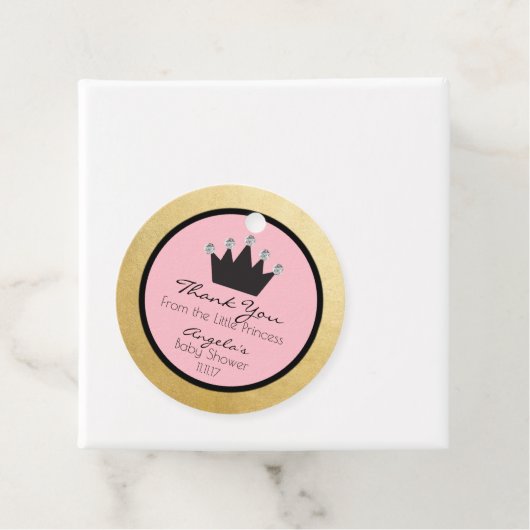 Gepersonaliseerd Roze Goud Prinses Baby shower Bedankjes Labels (In situ)