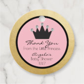 Gepersonaliseerd Roze Goud Prinses Baby shower Bedankjes Labels (Voorkant)