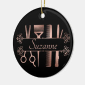 Gepersonaliseerd roze gouden kapsalon kapper keramisch ornament (Links)