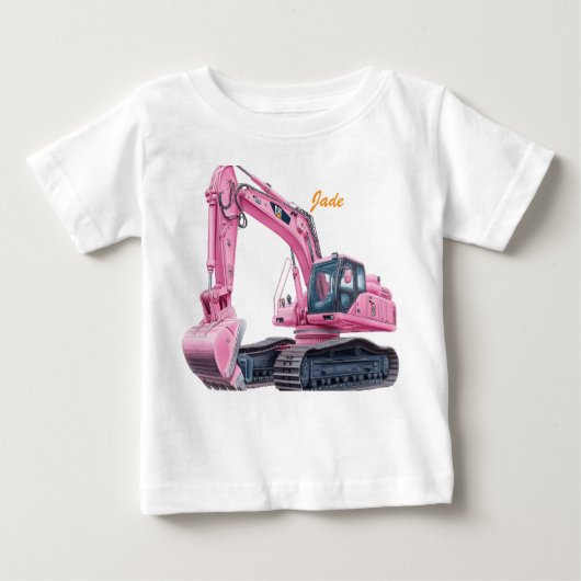 Gepersonaliseerd Roze Graafmachine Peuter T-Shirt (Voorkant)