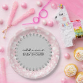 Gepersonaliseerd roze/grijs Baby shower meisje Papieren Bordje (Feest)