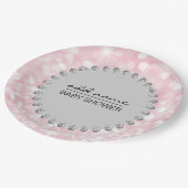 Gepersonaliseerd roze/grijs Baby shower meisje Papieren Bordje (Gekanteld)