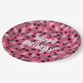 Gepersonaliseerd roze grijze geleidebean papieren bordje (Gekanteld)