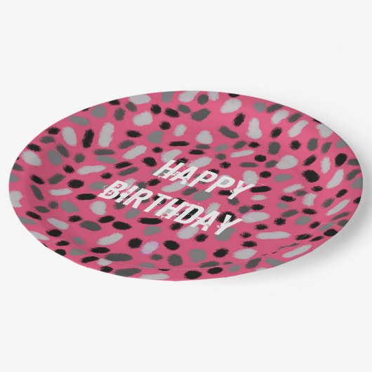 Gepersonaliseerd roze grijze geleidebean papieren bordje (Gekanteld)