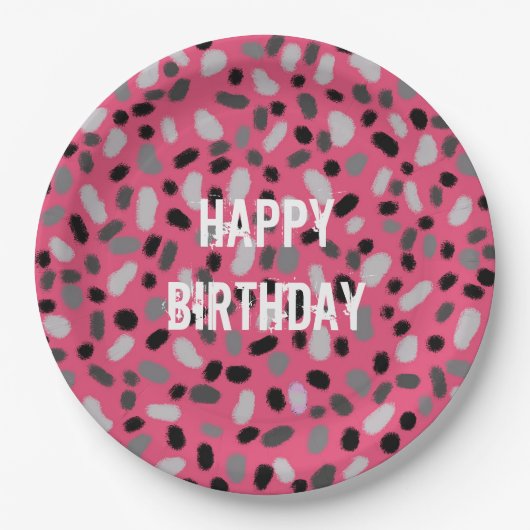 Gepersonaliseerd roze grijze geleidebean papieren bordje (Voorkant)