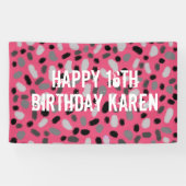 Gepersonaliseerd roze grijze geleidebean spandoek (Horizontaal)
