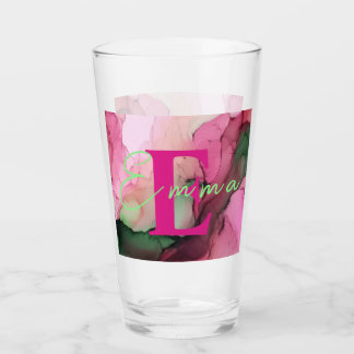 Gepersonaliseerd Roze & Groen Alcohol Inktglas Glas