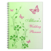 Gepersonaliseerd roze groene vlinder bloemig Notit Notitieboek (Voorkant)