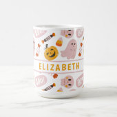 Gepersonaliseerd roze halloween koffiemok (Center)