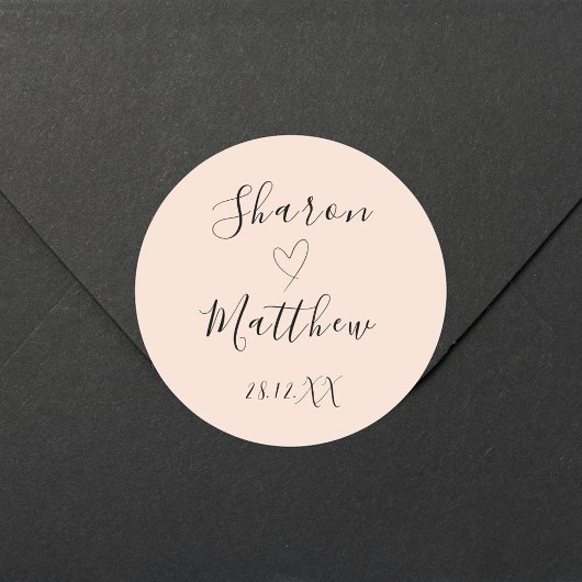 Gepersonaliseerd Roze Handgeschreven Script Trouwk Ronde Sticker