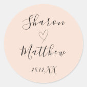 Gepersonaliseerd Roze Handgeschreven Script Trouwk Ronde Sticker (Voorkant)