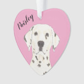 Gepersonaliseerd Roze Hart Dalmatiër Ornament (voorkant)