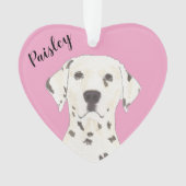 Gepersonaliseerd Roze Hart Dalmatiër Ornament (voorkant)