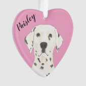 Gepersonaliseerd Roze Hart Dalmatiër Ornament (voorkant)