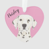 Gepersonaliseerd Roze Hart Dalmatiër Ornament (achterkant)