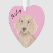 Gepersonaliseerd Roze Hart Engels Rood Dachshund Ornament (voorkant)