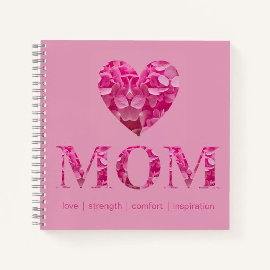 Gepersonaliseerd Roze Hart MOM Bloemen Recept Boek (Voorkant)