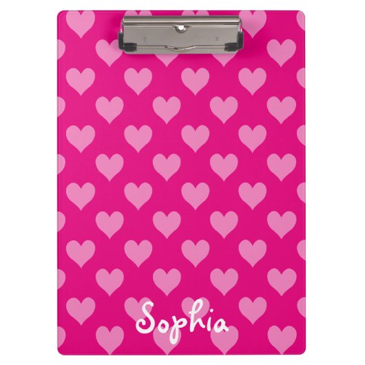 Gepersonaliseerd roze hart patroon klembord (Voorkant)