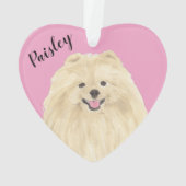 Gepersonaliseerd Roze Hart Pomeranian Ornament (achterkant)