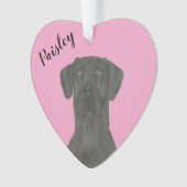 Gepersonaliseerd Roze Hart Zwart Grote Deen Ornament (voorkant)