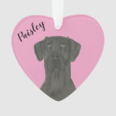 Gepersonaliseerd Roze Hart Zwart Grote Deen Ornament (voorkant)
