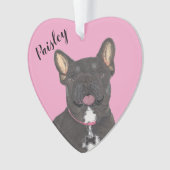 Gepersonaliseerd Roze Hart Zwart Tan Tricolo Franc Ornament (voorkant)