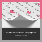 Gepersonaliseerd roze harten inpakpapier