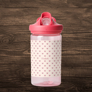 Gepersonaliseerd roze hartenpatroon waterfles
