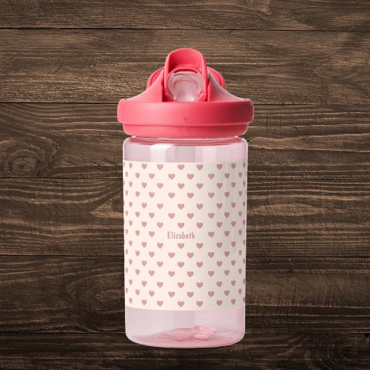 Gepersonaliseerd roze hartenpatroon waterfles