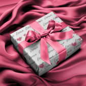 Gepersonaliseerd Roze Hartjes Inpakpapier
