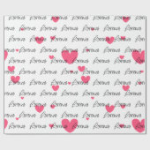 Gepersonaliseerd Roze Hartjes Inpakpapier (Vlak)