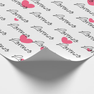 Gepersonaliseerd Roze Hartjes Inpakpapier