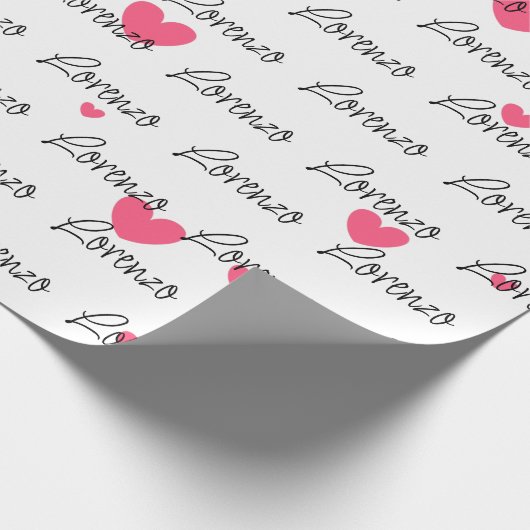 Gepersonaliseerd Roze Hartjes Inpakpapier (Hoek)