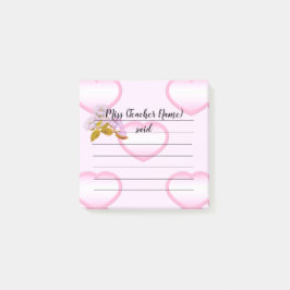 Gepersonaliseerd Roze Heart Teacher Notes