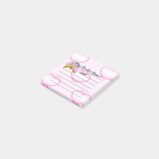 Gepersonaliseerd Roze Heart Teacher Notes (Schuin)