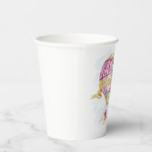 Gepersonaliseerd roze heteluchtballon Baby shower Papieren Bekers (Rechts)