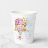 Gepersonaliseerd roze heteluchtballon Baby shower Papieren Bekers (Voorkant)