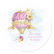 Gepersonaliseerd roze heteluchtballon Baby shower