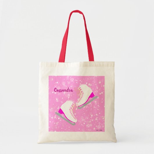 Gepersonaliseerd roze ijs Schaatsen Patroon Afbeel Tote Bag (Voorkant)
