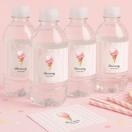 Gepersonaliseerd Roze Ijs Waterfles Etiket