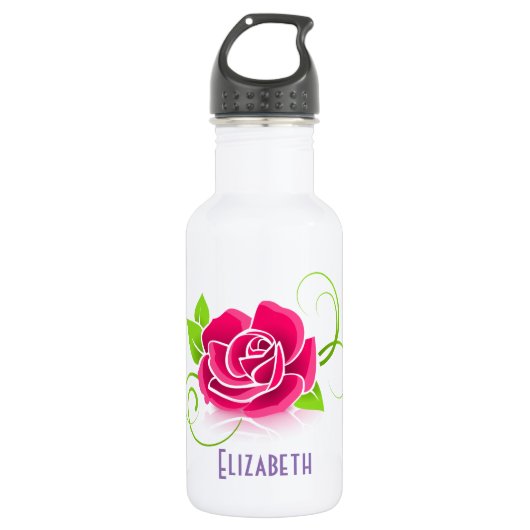 Gepersonaliseerd Roze illustratie Waterfles (Voorkant)