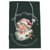 Gepersonaliseerd Roze Kerstman retro Medium Cadeauzakje (Voorkant)