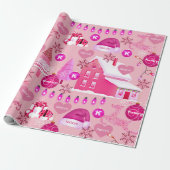 Gepersonaliseerd roze Kerstmis Cadeaupapier (Uitgerold)