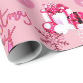 Gepersonaliseerd roze Kerstmis Cadeaupapier (Rol Hoek)