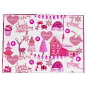 Gepersonaliseerd roze Kerstmis Groot Cadeauzakje (Achterkant)