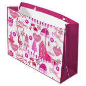 Gepersonaliseerd roze Kerstmis Groot Cadeauzakje (Achterkant Gekanteld)