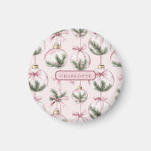 Gepersonaliseerd Roze Kerstornament Cadeaubon Magneet (Voorkant)