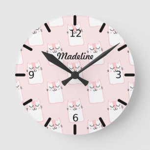 Gepersonaliseerd roze keukenpatroon ronde klok